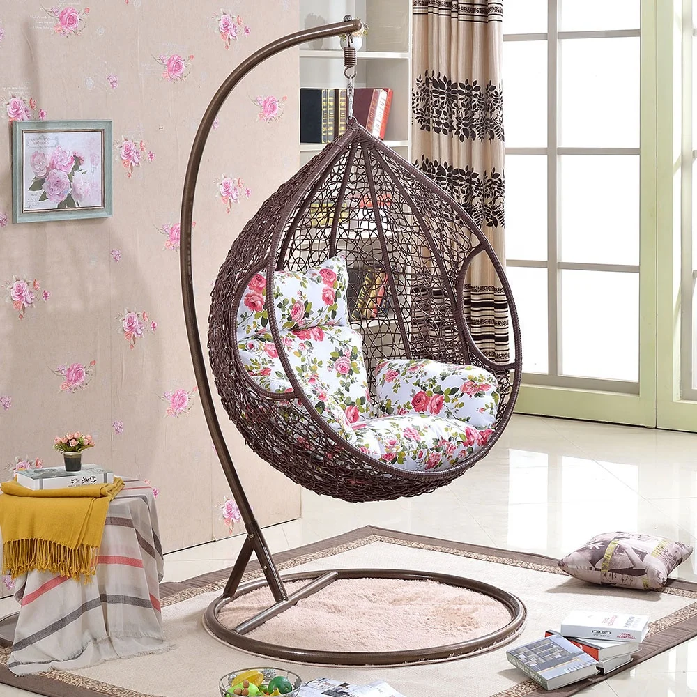 Popular Egg Shaped Rattan Wicker Swing Chair With Armrest