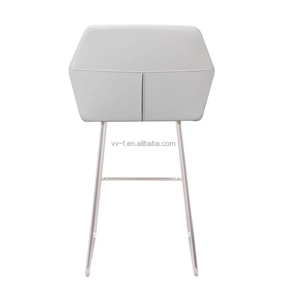 Современный белый кожаный барный стул с подлокотником
