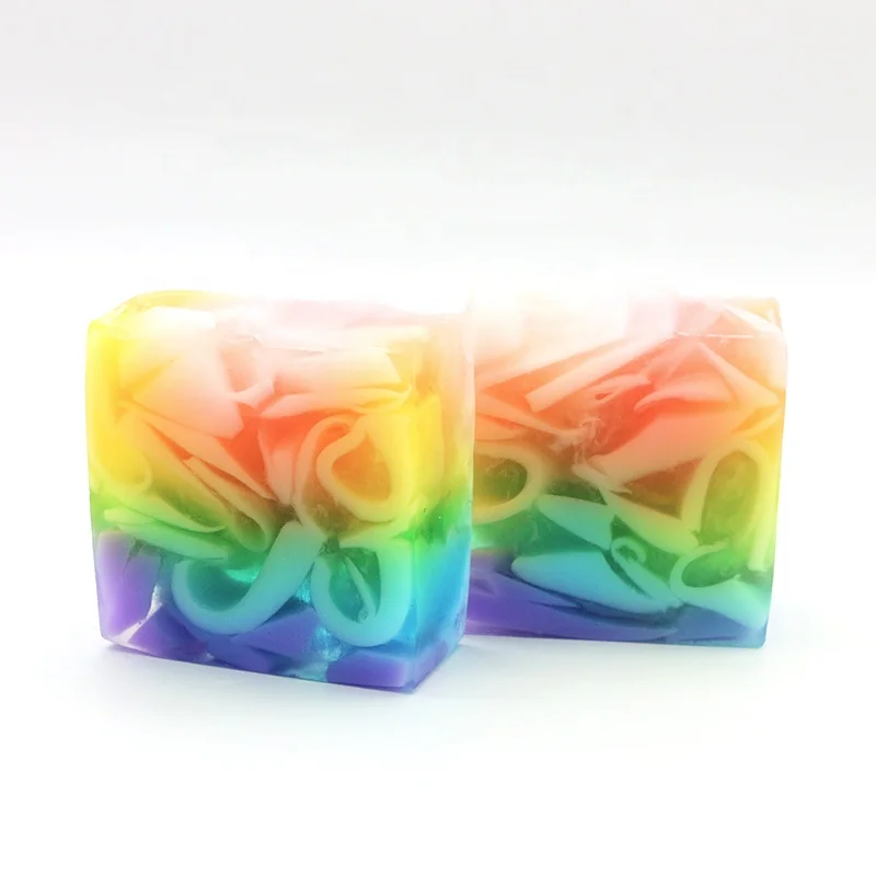 
Multi Colourful handmade essential oil soap rainbow fragrance soap bar 