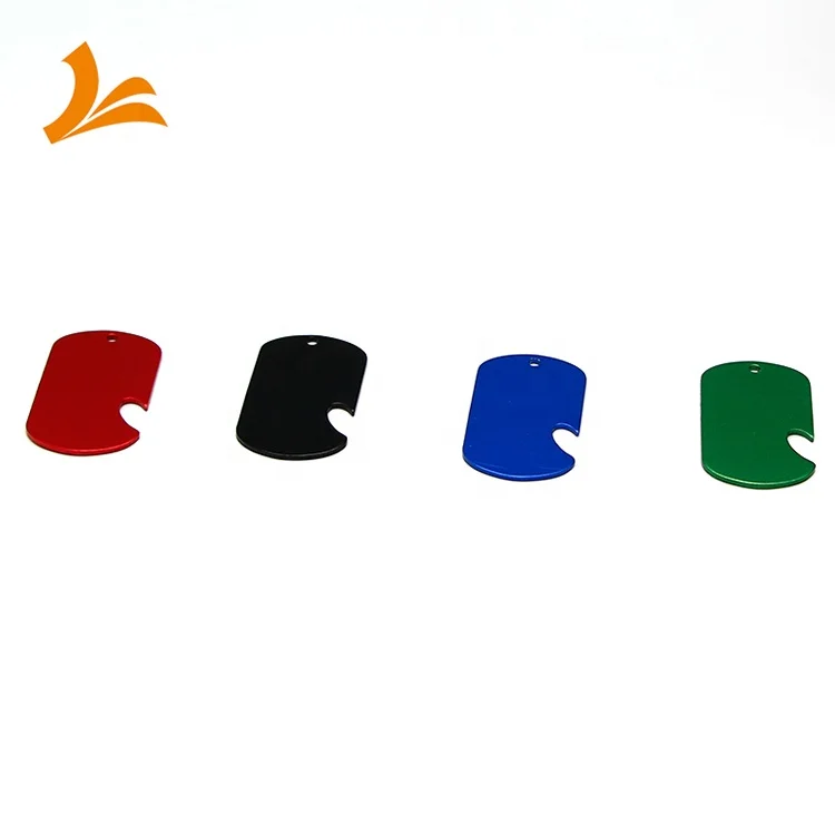 China manufacture customized aluminum anodized colored blank dogtag and bottle opener