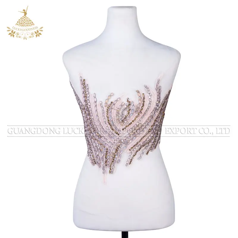 Fashion Tube top rhinestone beads patches for wedding bridal dress