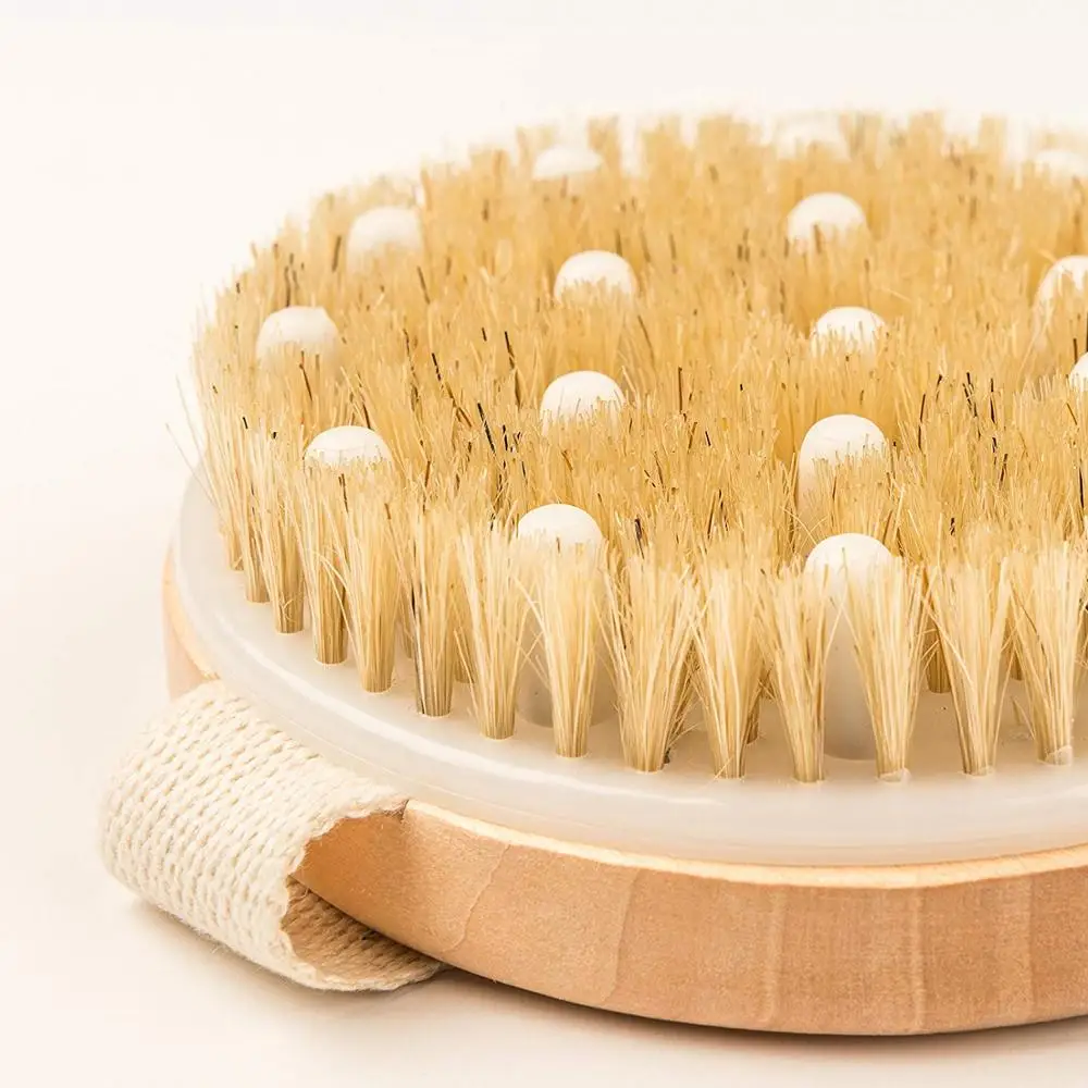 
Organic Spa Exfoliation Massage Scrub Brush With Natural Boar Bristles Dry Brush 