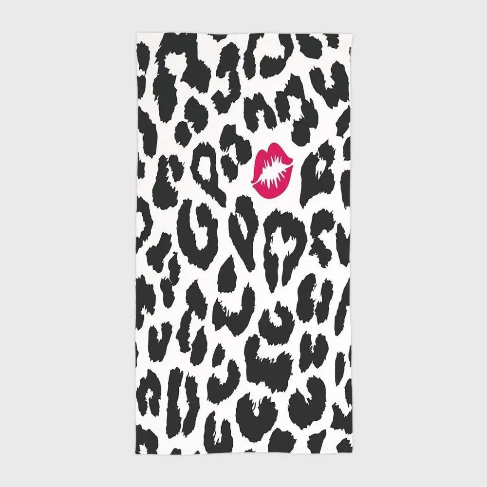 Махровые велюровые пляжные полотенца с леопардовым принтом