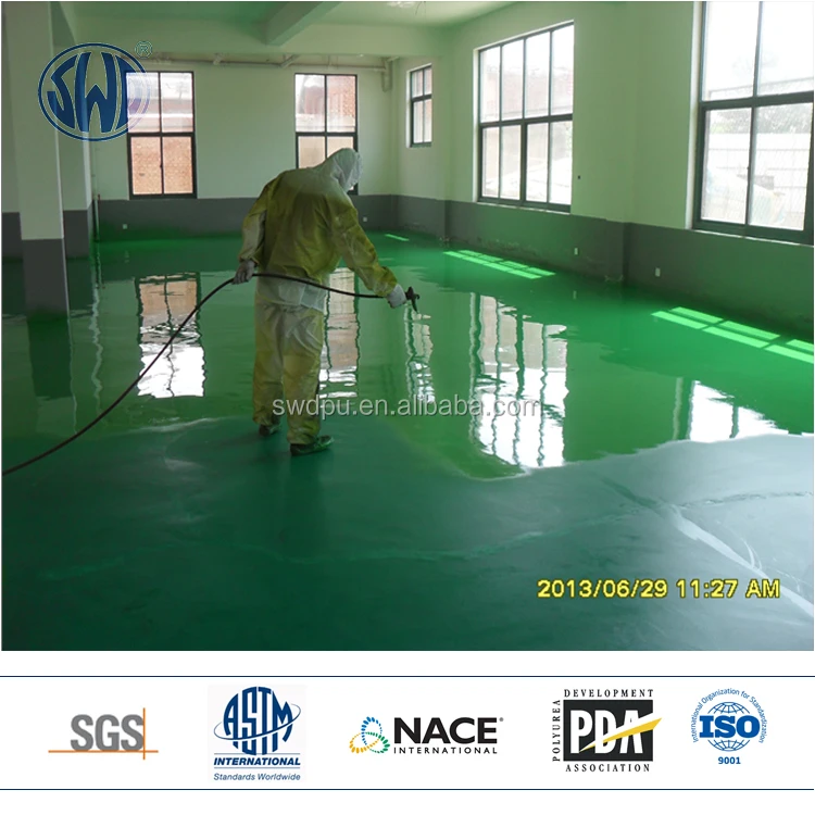 
brush & roller polyurea coating application on concrete flooring 
