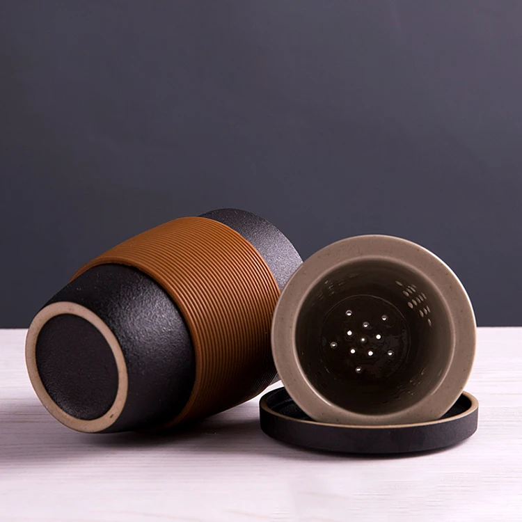 Портативная Черная Дорожная кофейная чашка с логотипом под заказ, фарфоровая керамическая кружка, набор