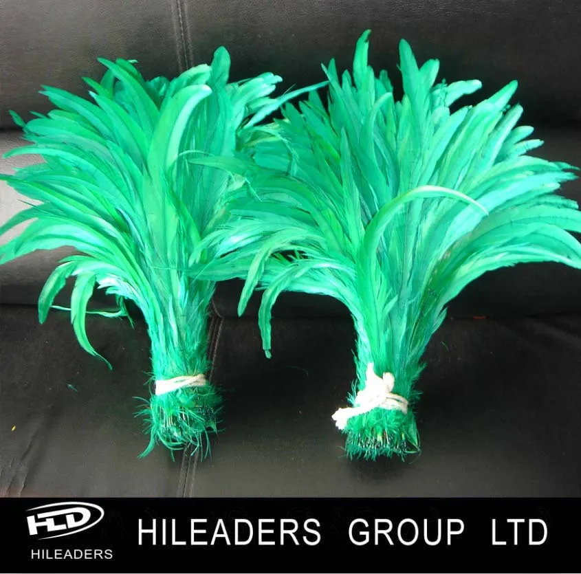 RT3581 Green Color Strung Rooster Feather,Rooster Tail Feather (1)