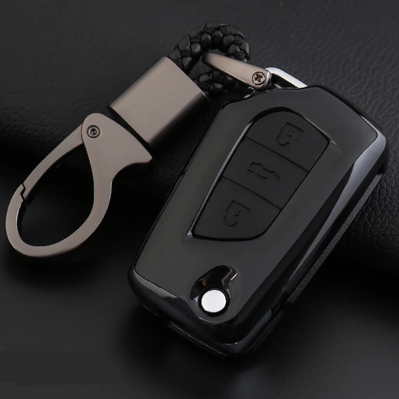 ABS carbon Fiber  Car Key Case Cover For Toyota Camry Land Cruiser 200 Prado Prius Crown Avensis Auris Corolla Vitz RAV4 Hilux