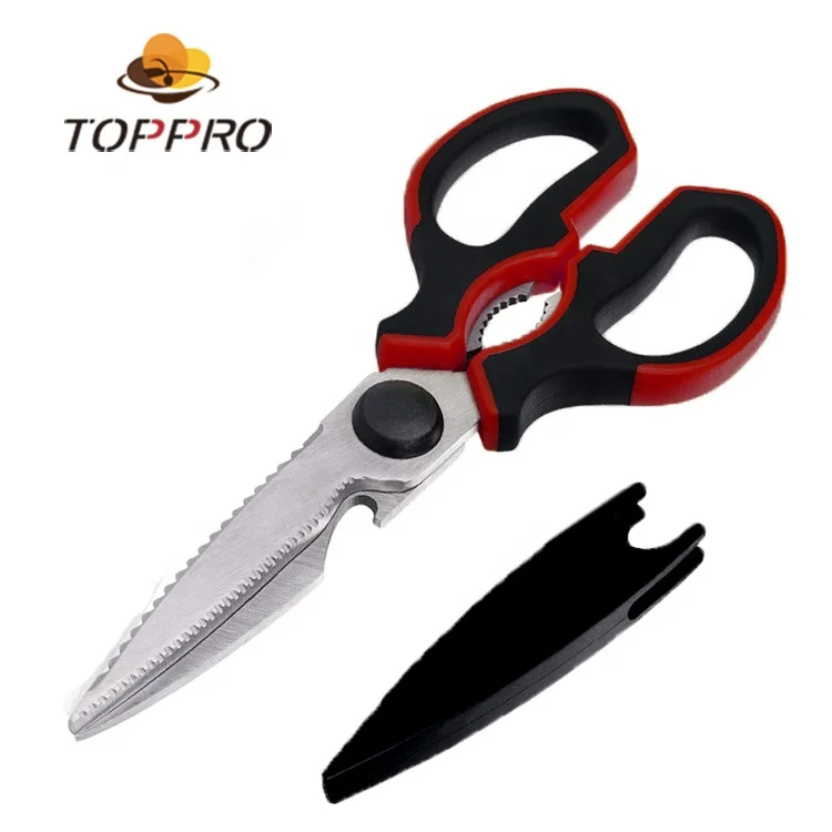 
toppto TPR handle Multi Stainless steel purpose chicken bone kitchen scissors shear 