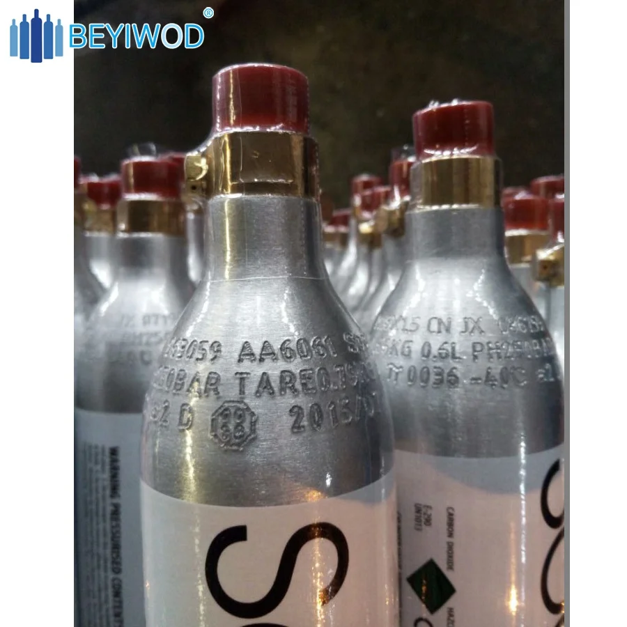  0.6L АЛЮМИНИЕВЫЙ CO2 цилиндр для напитков аппарат газировки с высоким