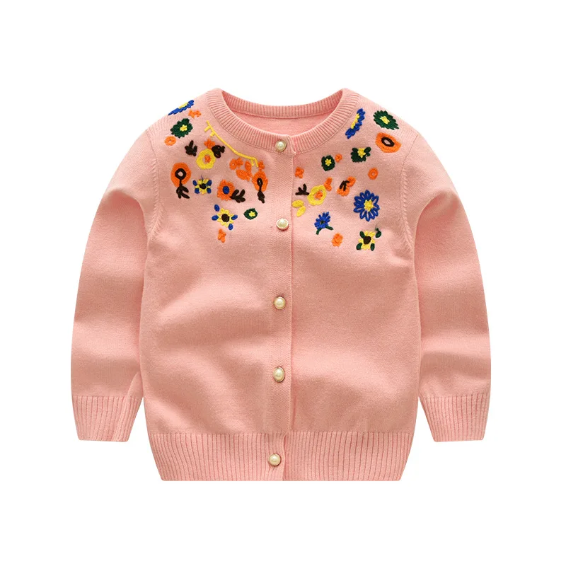 Flowers Cartoon Children Cardigan Cotton Children Girls Baby Hand Embroidery Sweater Design