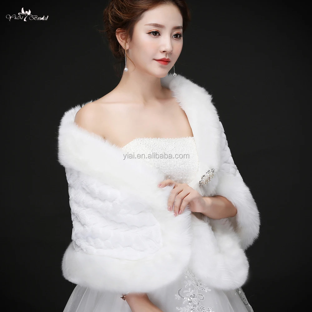 
LZP230 New Winter Style Off Shoulder White Fur Bolero Winter Wedding Shawls 