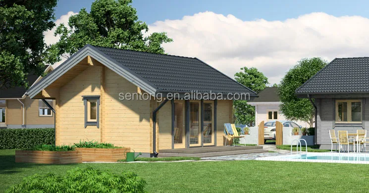 38 sqm Prefab Wooden House Log Cabin with Terrace