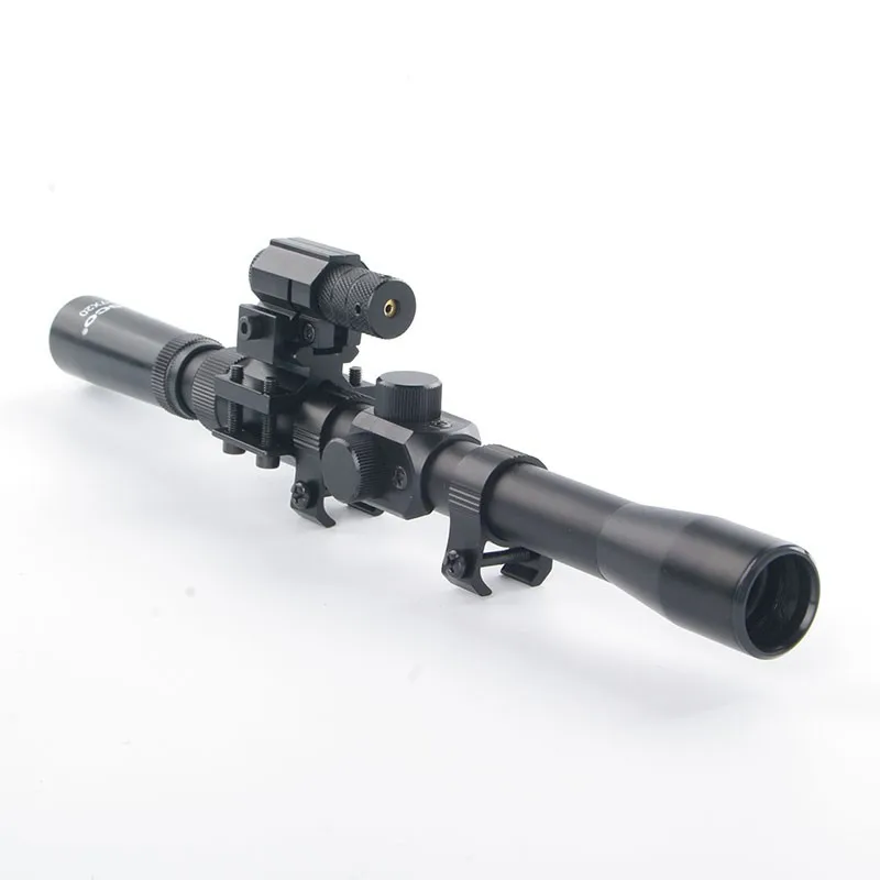 Tactical 3-7X20 Air Gun Rifle Optics Cross Reticle Scope +20mm Rail Mounts +Red Dot Laser Sight For Hunting Airsoft Supplies