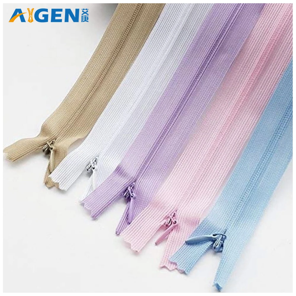 custom #3 closed end colorful nylon lace invisible zipper for dress