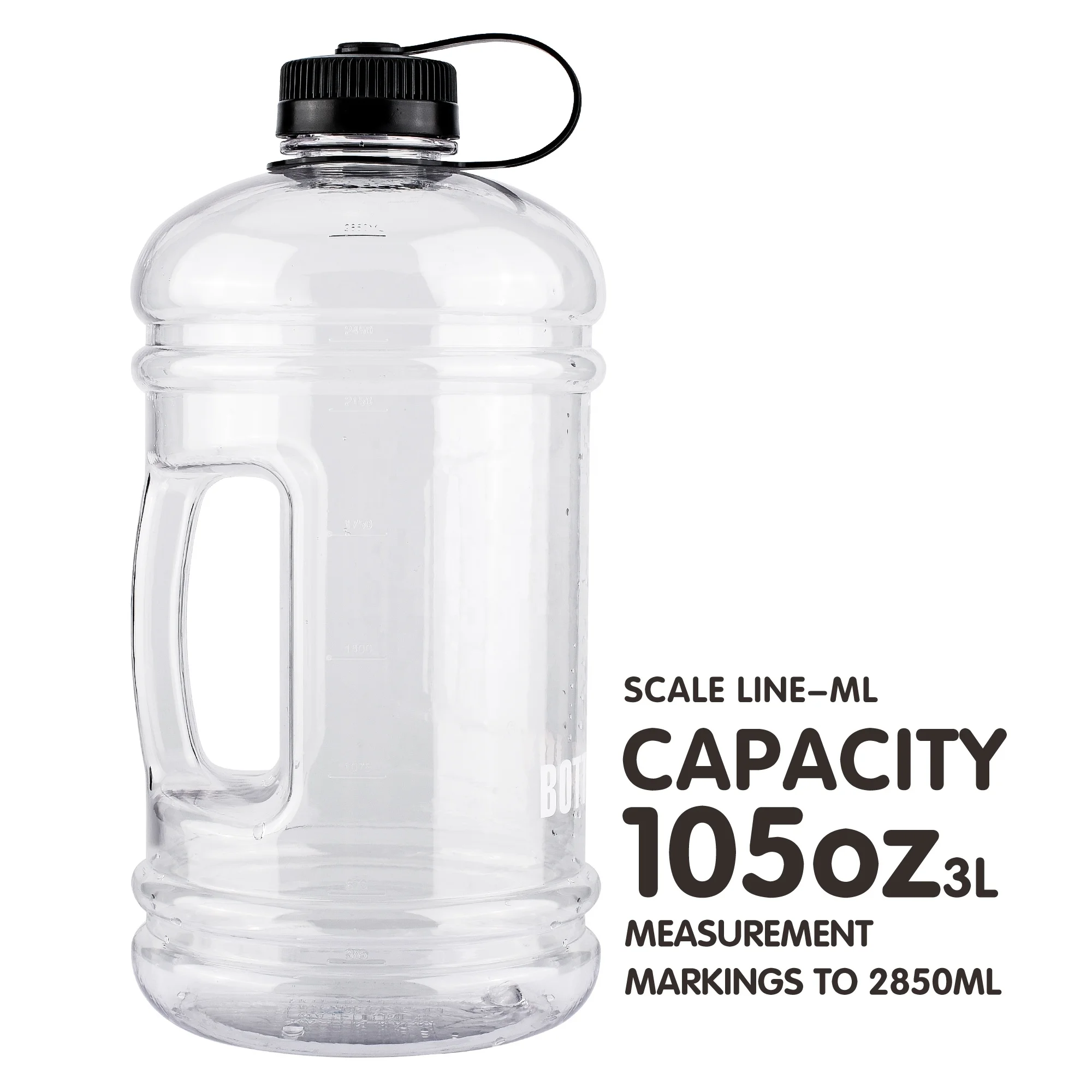 
3L Large Capacity PETG BPA-free Clear Gym Fitness Water Bottle for Sports 