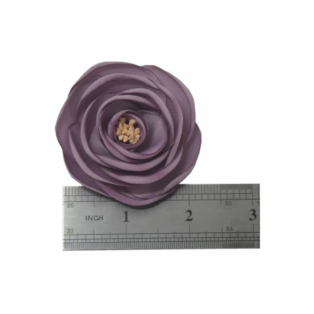 Antique Color Burned Satin Flower with Stamen Rolled Chiffon Rose Chic Headwear Hair decoration