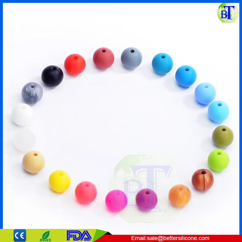 
Amazon hot selling food grade Round Silicone Baby Teething Beads Wholesale 