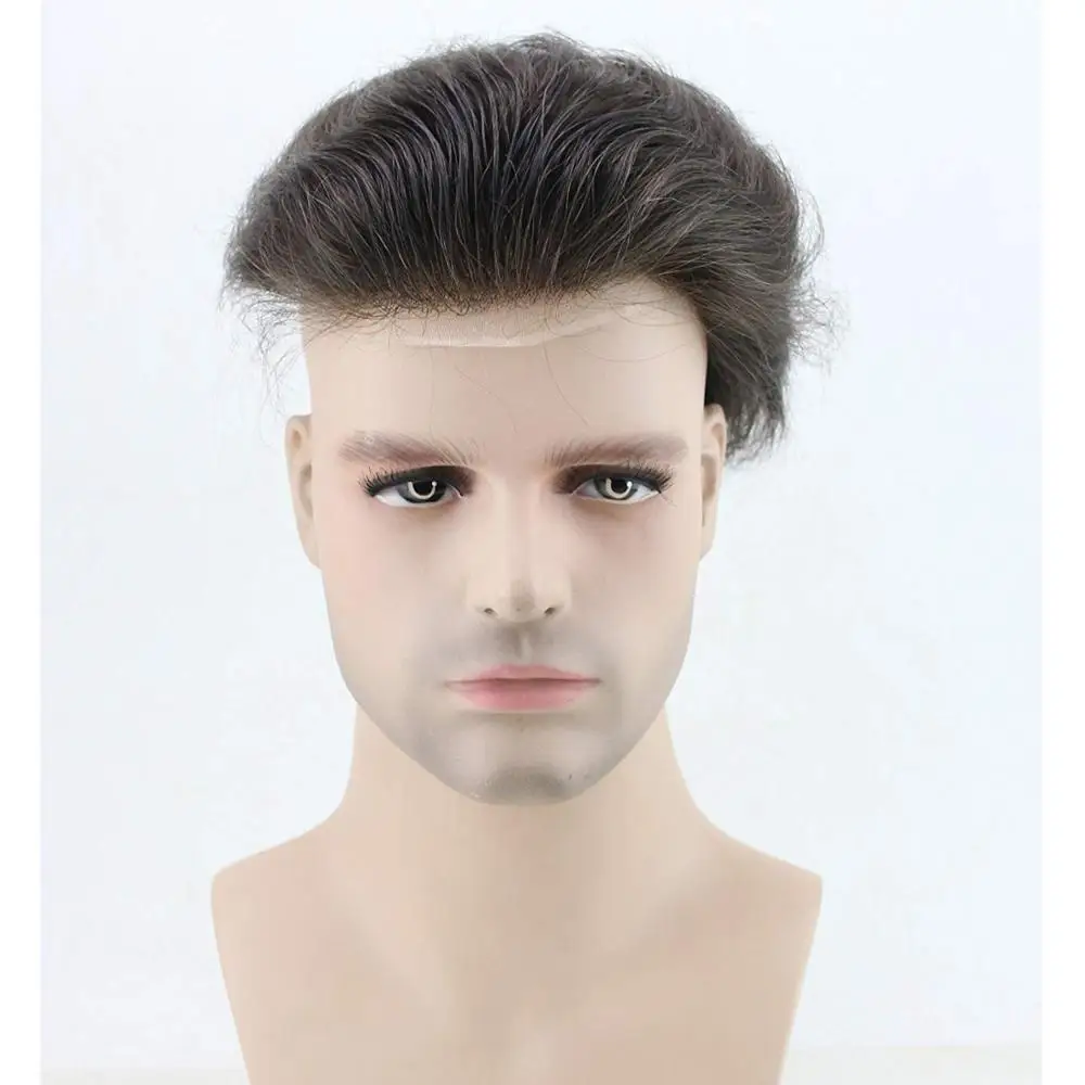 Парик для мужчин 10 7 дюймов мужской парик из человеческих волос система замены тонкой кожи монофиламентная сетчатая основа № 2 (#6)