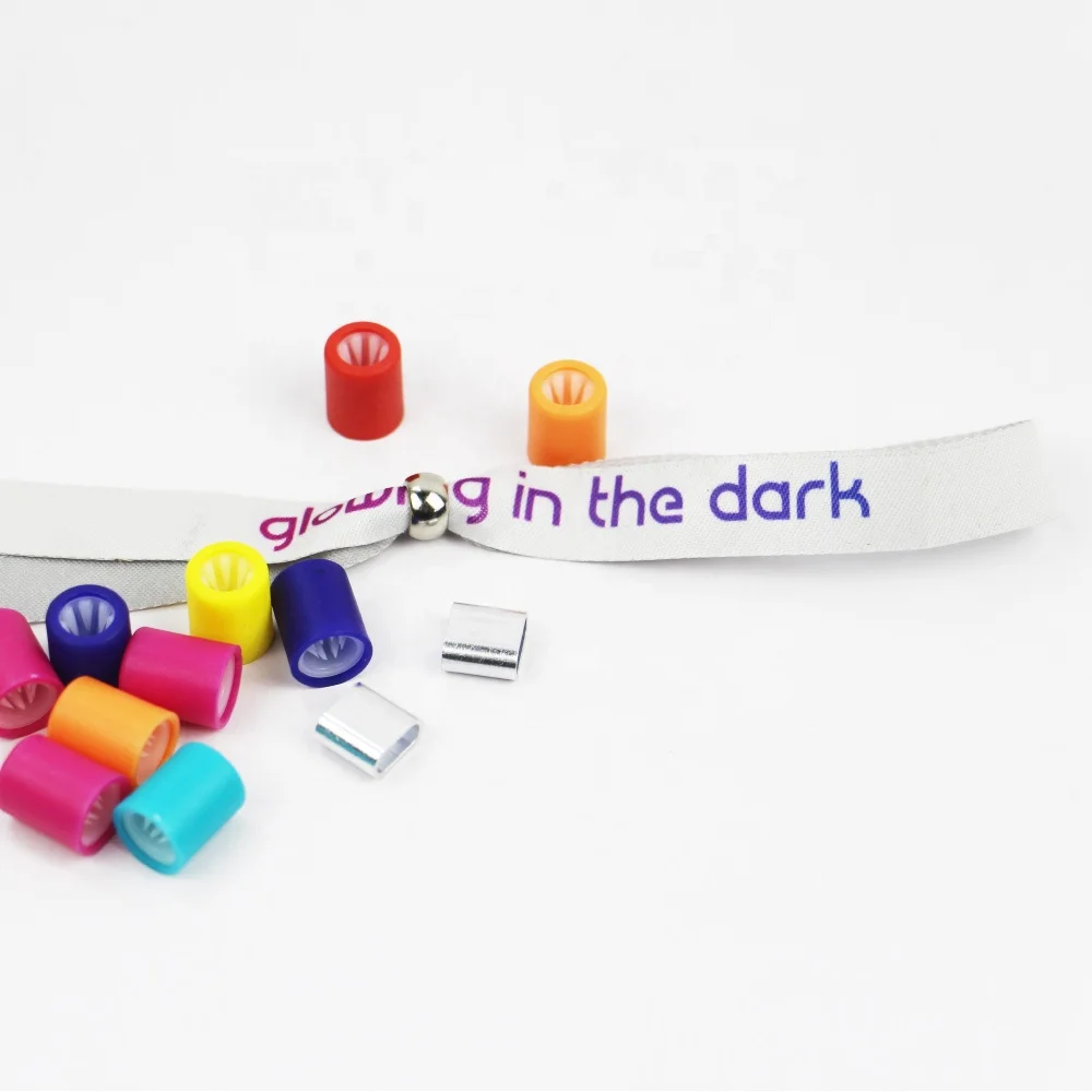 
Promotional Glowing in the dark event ribbon wristband with one time off buckle 