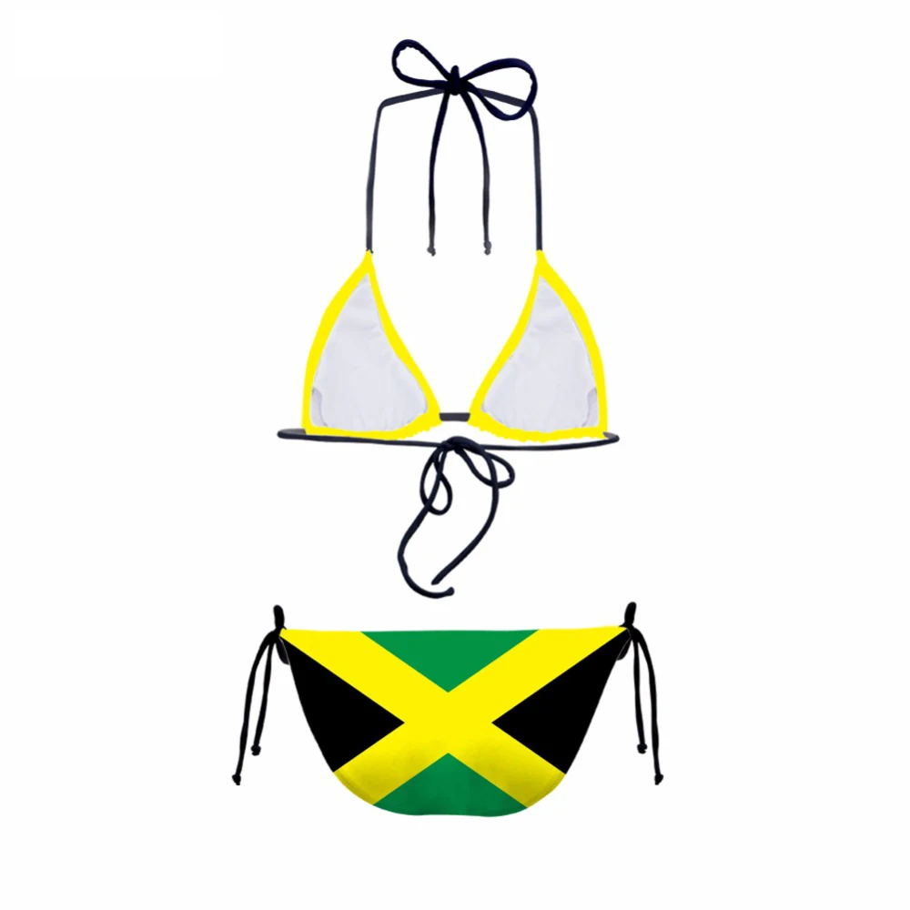 String Tie Bikini Custom Jamaica Flag Swimwear  Summer Bathing