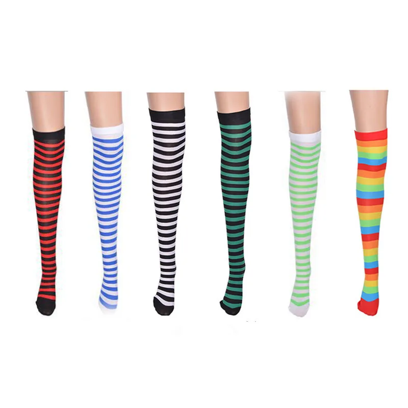 Women Multi Neon Color Fancy Design Thigh High Over the Knee Socks Stockings