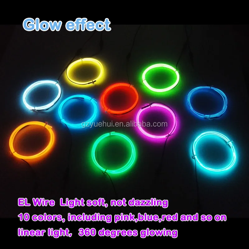 With DC-3V Controller 3Meters 2.3mm EL Wire Tube Rope Powered Flexible Neon Light Car Party Wedding Decoration 10 Color Select