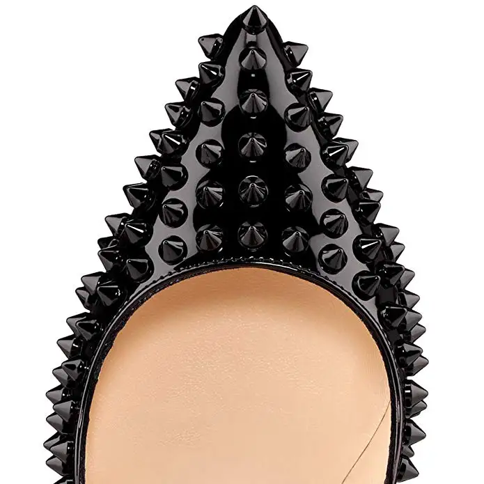 Elegant Pointed Toe Plus Size Chaussure Femme Rivet High Heels Black Color Women Shoes