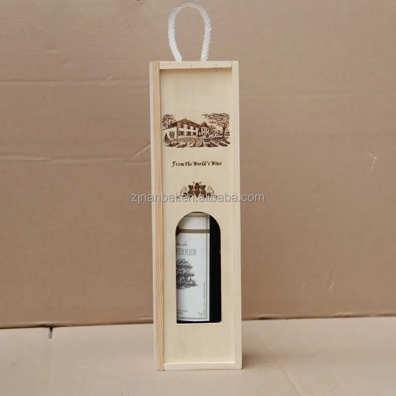 2024 Custom cheap wood gift boxes for single wine bottle wooden wine packaging box