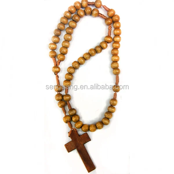 Оптовая продажа религиозные мусульманские деревянные четки ожерелье цепь с крестом