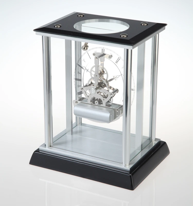K3023 luxury table clock with skeleton quartz clock kit