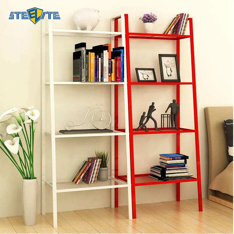4-Tier Metal Ladder Storage Shelf Tree Bookshelf and Shoe Rack