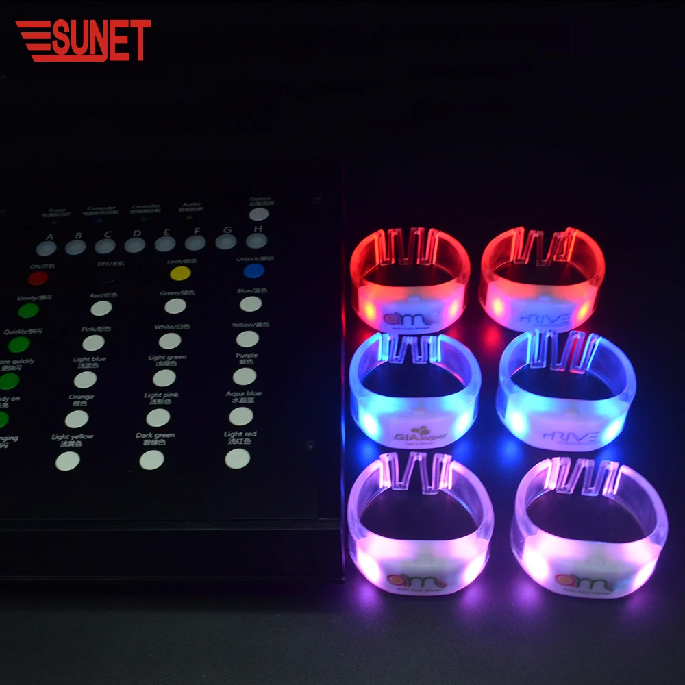 SUNJET Music Festival LOGO Printed Remote Control Glowing LED Bracelet Control DMX