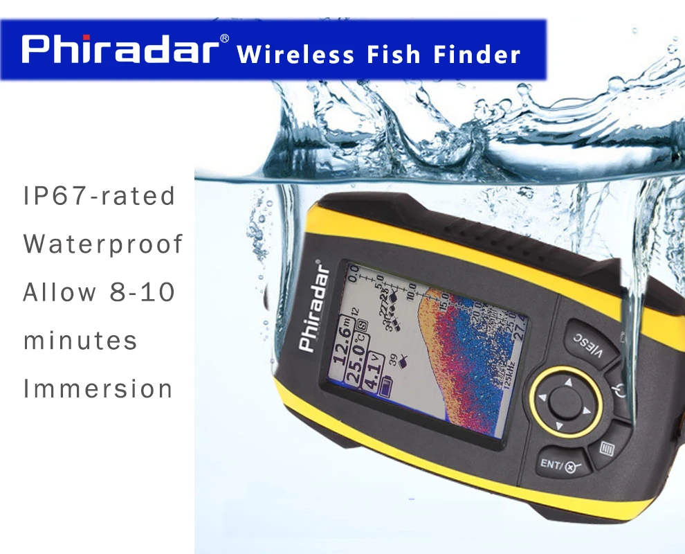 Phiradar 2.4GHZ wireless echo sounder color fish finder fish detector FF268W