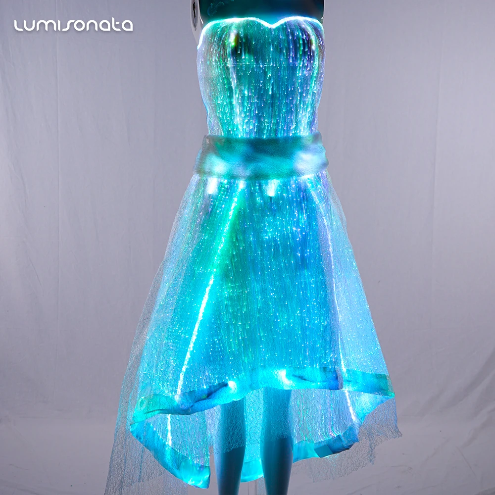 2018 LED glow in the dark light up luminous long bridesmaid dresses