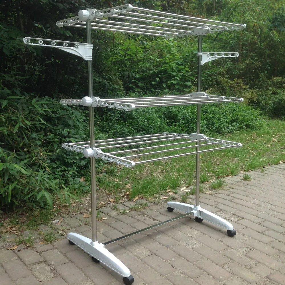 3 tiers Foldable Heavy Duty and Compact Clothes Storage Drying Rack System