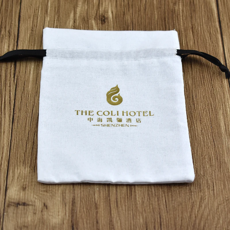 Custom LOGO Small Eco- friendly Jewelry Drawstring Cotton Bag For Soap Baby Shower Packing Bag