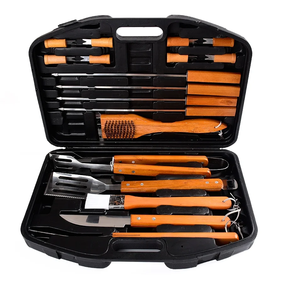 Camping Barbecue Grilling Utensils Gift Kit With Plastic Case