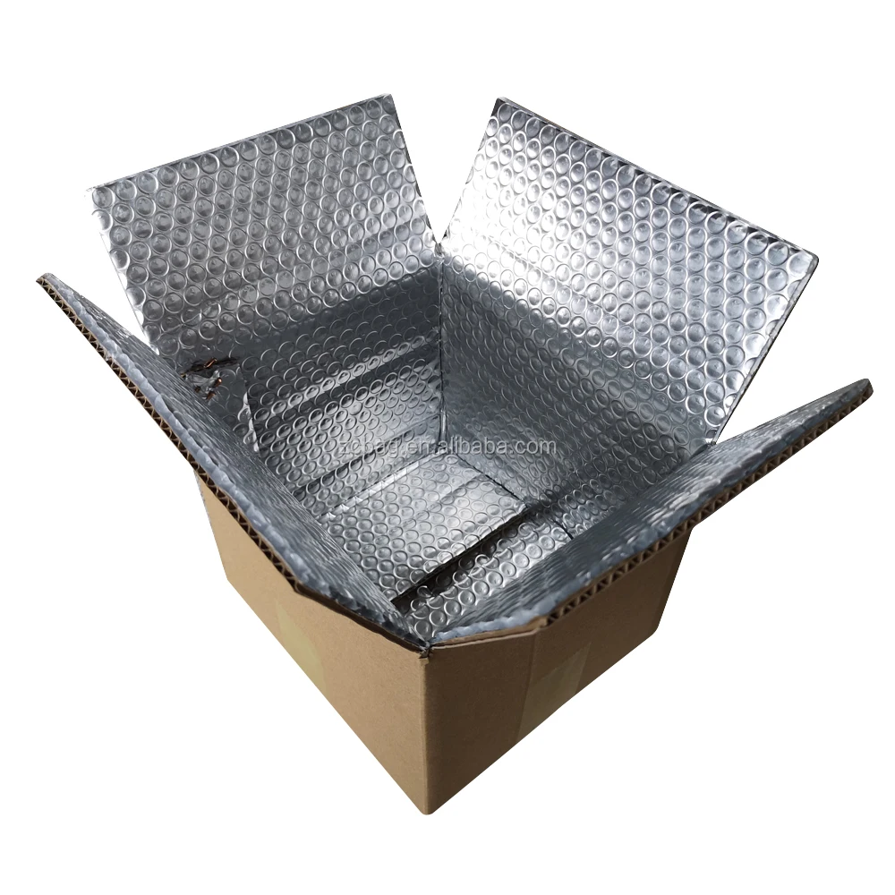 Standard Corrugated Carton Strong Durable Reusable Aluminum Foil Bubble Lined Heat Insulated Box 2kg Fruit Packaging Shipping