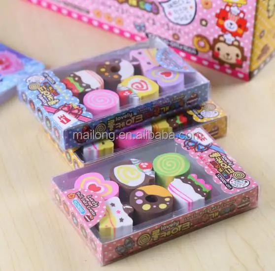 Six pack boxes of rubber creative chocolate cake eraser stationery wholesale pn4283