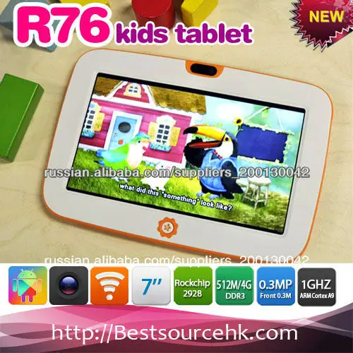 7inch adorable kids tablet Android R76 Wifi HDD 512M 4G Dual modes 1024*600 HD resolution-md