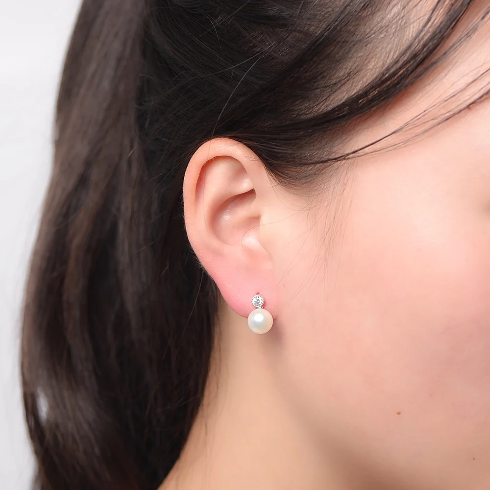 925 sterling silver bulk natural cultured freshwater pearl stud earrings