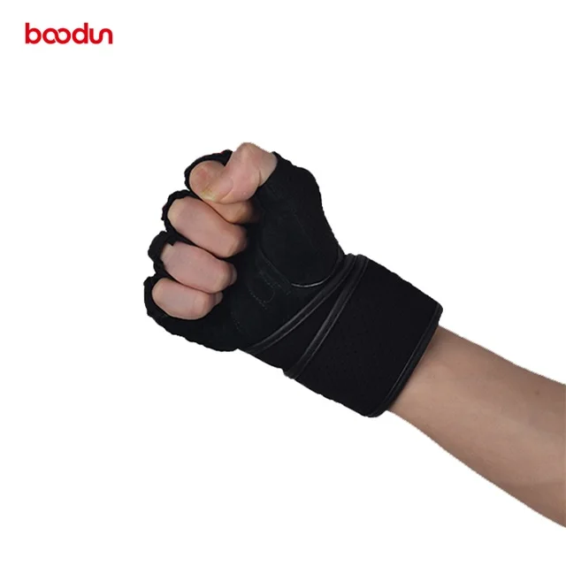 Boodun  leather Weight Lifting Training Gym Women Men Fitness dumbbell gloves