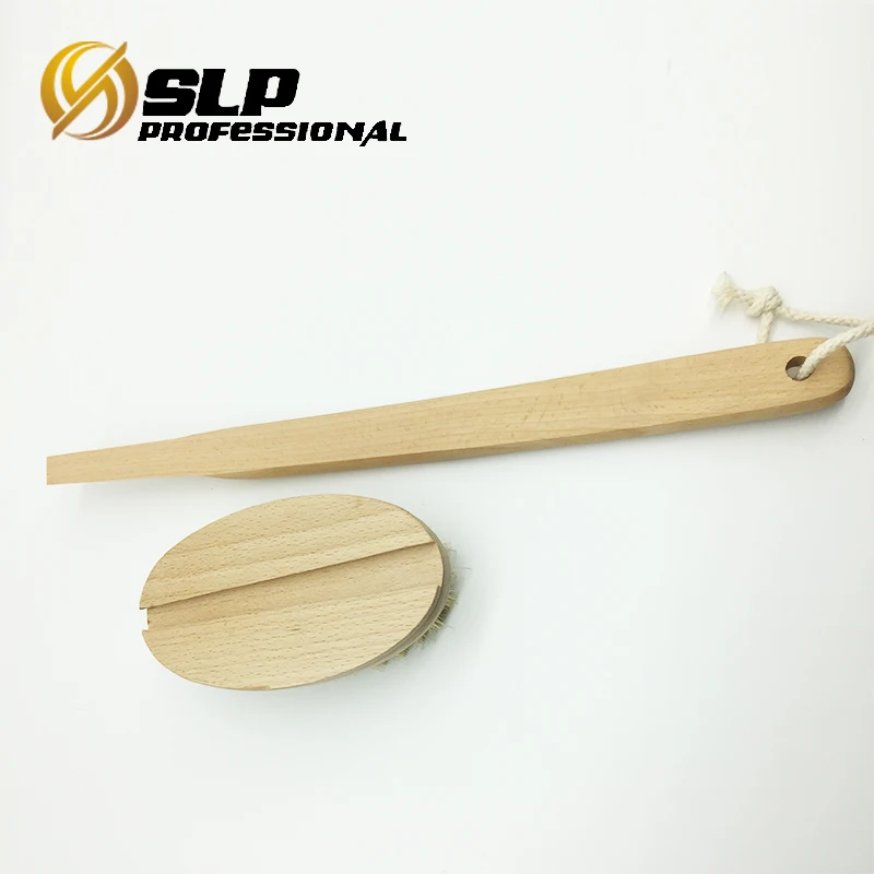 
Curved handle beechwood Wooden body brush with vegan bristle for dry brushing 