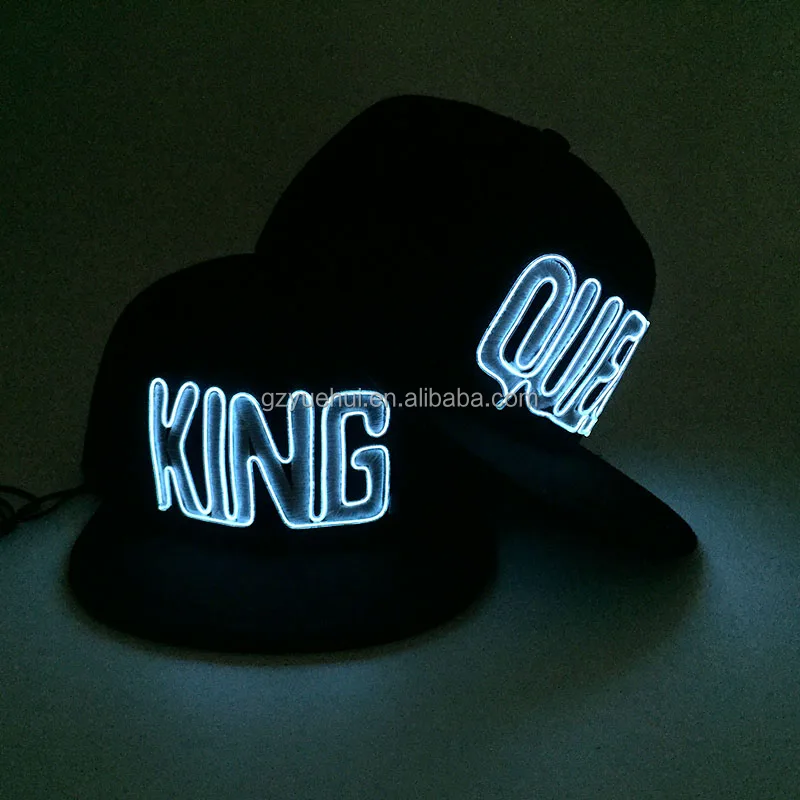 Pay Attention!Street Boys Dancer Favor Led Bulbs Stage Lamp Attractive King-Word Logo Cap Neon EL Wire Fantastic Hat