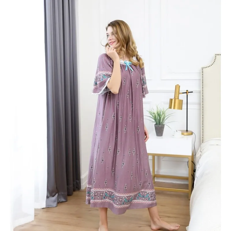 Quiki Summer Nightgown Night Dress long For Women Sleeping Dress Cotton Nightgowns Women Plus Size Sleepwear