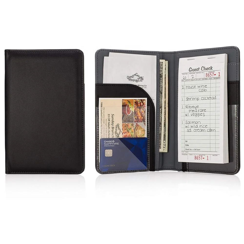 High Quality Popular PU Leather Server Book And Waiter Book Organizer Holds Guest Checks And Server Pads for Waiters