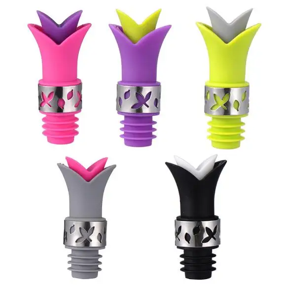 HY Kitchen Accessories Silicone Wine Bottle Stopper Pourer