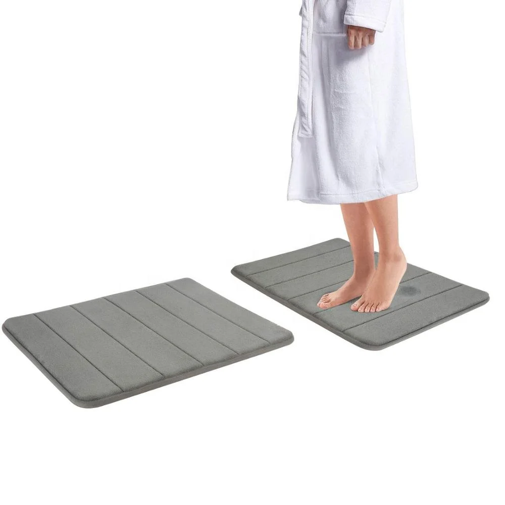 Amazon Bathroom Kitchen Door Non Slip Thick Coral Velvet Bathmat Absorbent Bath Rug Memory Foam Bath Mat with Anti-Skid Bottom