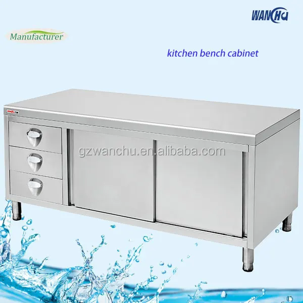 
Commercial SUS201/304 Kitchen Bench Cabinet with Sliding Door/Bar Restaurant Working Bench Cabinet/SS Floor Island Cabinet 