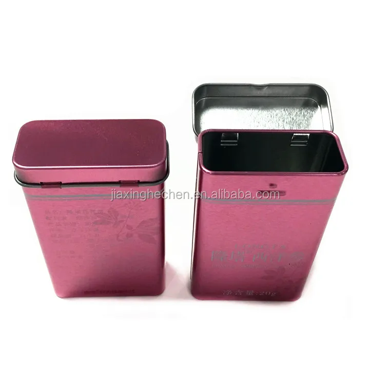 Rectangle small mini tin box with hinged lid